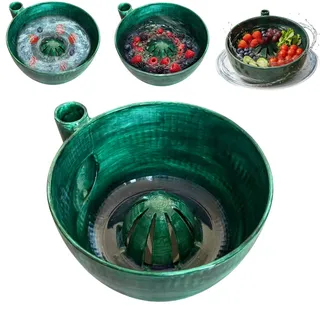 Beeren Waschschüssel mit Wirbelreinigung, Self S pinning Berry Washing Bowl, Vielseitige Obstschale Drehbares Obstwaschbecken mit Abfluss, Automatischer O bst & Gemüsespüler für die Küche (Plastik)
