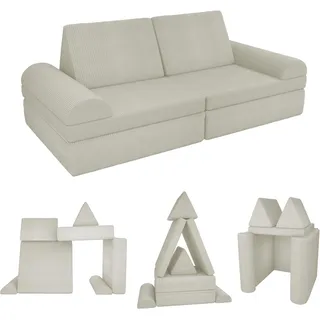 POKAR Kindersofa | Spielsofa Cord aus Schaumstoff Bausteinen | Modulares Spielsofa für Kinder | Kuschelecke im Kinderzimmer Kindercouch | Oeko-Tex 100 Zertifiziert | Sandige Dämmerung