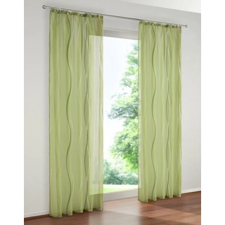 Gardine Dimona, my home, Kräuselband (2 St), transparent, Voile, 2er-Set, transparent, Voile, Polyester grün 140 cm x 175 cm