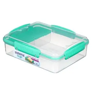 Sistema Lunchbox To Go Snack Attack Duo Kunststoff, Brotdose mit 3 Fächern, farbig sortiert, 975 ml