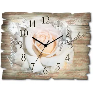 Artland Wanduhr In Buchstaben - Rose (wahlweise mit Quarz- oder Funkuhrwerk, lautlos ohne Tickgeräusche) weiß