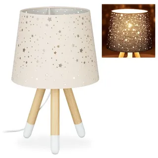 Relaxdays Tischlampe Kinderzimmer Sterne Weiß,Hellbraun,Rosa