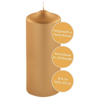 Fink Stumpenkerze FINK Stumpenkerze Candle - gold - H. 20cm x D. 8cm (1 Stück)