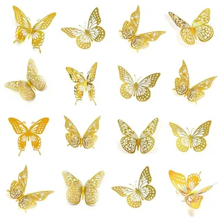 TUWENA 3D-Wandtattoo 48 Schmetterlinge Deko, Schmetterlinge Aufkleber Dekoration Wandtattoo, Abnehmbare Schmetterling Wandaufkleber 48 Stück, 4 Stile, 3 Größen