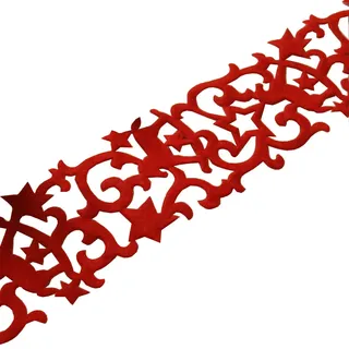 AFP Weihnachtliches Dekoband, Tischband Schaukelpferde, 150x8cm, Filz, rot
