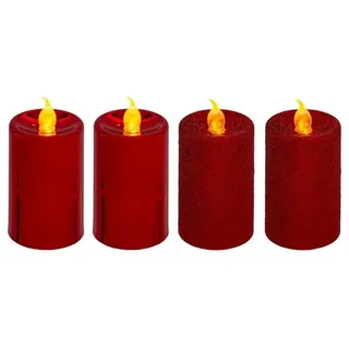 Atmosphera Créateur d'intérieur LED-Kerze LED-Kerzen, Glitzer, 4er-Set (4er-Set, Dekokerze), Glitzer LED-Kerzen rot