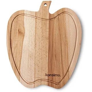 konsimo MALUM Holz Schneidebrett Apfelförmig Holzbrett Groß Massive Buche - 32,5x28x1,5 cm Braun