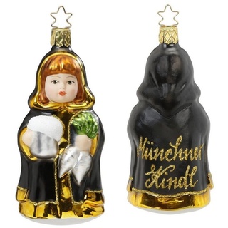 INGE-GLAS® Christbaumschmuck, Christbaumschmuck Anhänger Glas Münchner Kindl 12cm Schwarz Gold schwarz