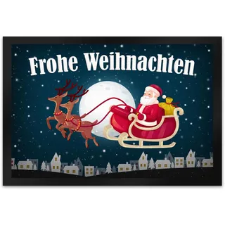 trendaffe - Frohe Weihnachten Fußmatte XL mit Weihnachtsmann Motiv