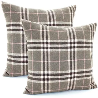heimtexland Kissenbezug Tartan 45 x 45 cm Khaki-Rosa
