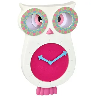 TFA Dostmann Analoge Eulen Kinder-Wanduhr Lucy, 60.3052.02, geräuscharm, Pendeluhr, in Eulen-Form, ideal für das Kinderzimmer/Spielezimmer, für Mädchen oder Jungs, pink