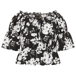 faina Damen Carmenbluse in Schwarz Weiss | Gr.: M