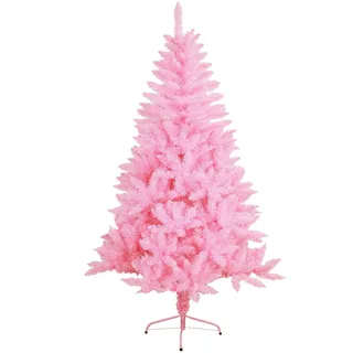 SOLAGUA NAVIDAD Künstlicher Weihnachtsbaum mit extra gefüllten Lamettablättern, 150–300cm Tanne mit Metallstütze (Rosa, 180cm 617Tips)