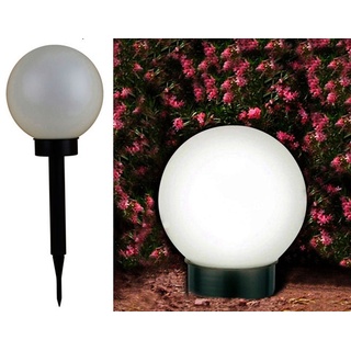 Spetebo LED Solarleuchte LED Solar Kugel - 25 cm, Helligkeitssensor, LED fest verbaut, warm weiß, Garten Deko Leuchte mit Erdspieß weiß Ø 25 cm