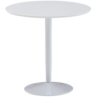 möbelando Esstisch Esstisch Rund 75x75x74 cm Kleiner Küchentisch, Esstisch Rund 75x75x74 cm Kleiner Küchentisch Weiß Hochglanz, Runder Esszimmertisch 2 Personen, Moderner Frühstückstisch Küche, Tisch Esszimmer Klein