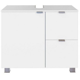 möbelando Waschbeckenunterschrank Bogota Moderner Waschbeckenunterschrank, Korpus und Front aus melaminharzbeschichteter Spanplatte in Weiß, mit 1 Tür, 2 Auszügen und Siphon Ausschnitt, Breite 70 cm, Höhe 53 cm, Tiefe 35 cm weiß