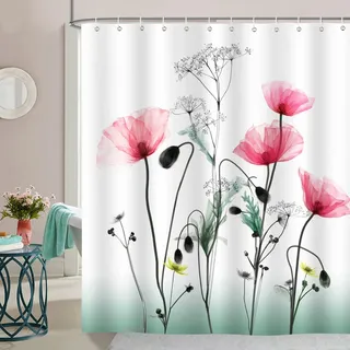 Duschvorhang Mohnblumen Rot 180 X 200 Cm Badezimmervorhang Poly