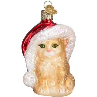 Old World Christmas Weihnachtsmann-Kätzchen, Glasgeblasene Ornamente für den Weihnachtsbaum