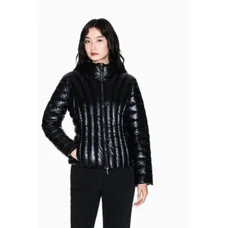 A|X Armani Exchange für Damen. XW001808AF18998UC001 Wattierte Jacke aus recycelter Folie mit schwarzem Metallic-Effekt (L), Lässig, Polyamid
