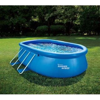 Summer Waves Quick Up Pool | aufblasbarer Pool oval | Inkl. Zubehör | Blau | 457x305x107 cm