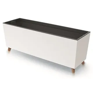 Blumenkasten Blumentopf Blumenkübel mit Füßen Breite 77cm Pflanzkübel mit Pflanzeinsatz Case N Matt Design Beine Pflanzschale (Weiß)