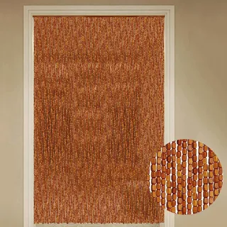 UVCMDUI Holzperlen Türvorhang, Holzperlenvorhang Fliegenvorhang Terrassentür, Handgefertigt Perlenvorhang Balkontür Insektenschutz Vorhang, Personalisierung,40 Strands W70xH180cm