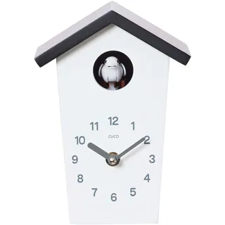 Cuco Clock Mini Kuckucksuhr HOCHHAUS 17,0 × 12,4 × 9,0cm, Wanduhr, Moderne Schwarzwalduhr, Wanduhr mit Nachtruhefunktion, Kuckucksruf Vogelstimme, Quarzuhrwerk