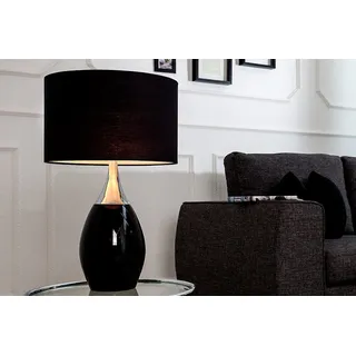 riess-ambiente Tischleuchte CARLA 60cm schwarz / silber, ohne Leuchtmittel, Tischlampe · Modern Design · mit Leinenschirm schwarz|silberfarben