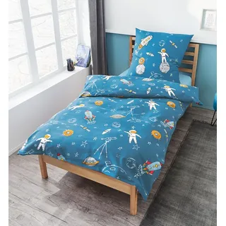BIERBAUM Kinderbettwäsche JACK by Bierbaum Kinder Biber Bettwäsche 2 tg 135x200cm versch. Motive, Biber, 2 teilig, supersüßes Kinderdesign, 100% Baumwolle, besonders atmungsaktiv blau