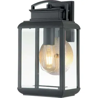 Wandleuchte außen Aluminium Glas E27 IP44 H: 36,8 cm Graphit Zinn eckig Vintage Design Außenleuchte Wand - Bunt
