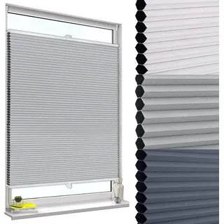 Woltu Wabenplissee 75 x 220 cm grau/weiß