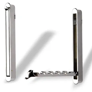 2er Set Klapphaken ELBA moderner Garderobenhaken Kleiderlüfter Kleiderhaken | klappbar zum Einlassen / 140 x 16 / 128 mm / Chrom Einfräshaken von SO-TECH®