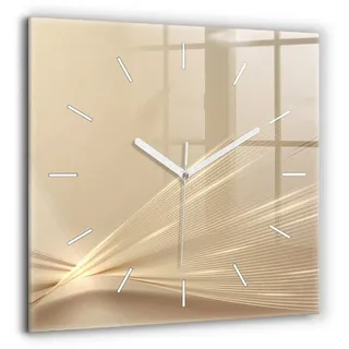 Tulup Wanduhr Glasuhr Abstraktes Licht Rechteckige Moderne Uhr aus Gehärtetem Glas weiß 60 cm x 60 cm