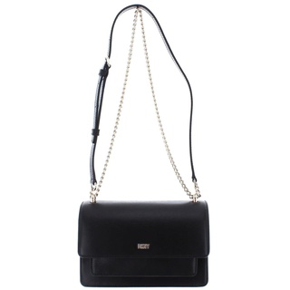 DKNY Women's Bryant Small Flap Bag with an Adjustable Chain Strap in Sutton Leather Crossbody, Black/Gold