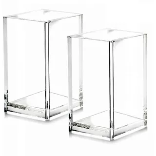 Set Mit 2 Transparenten Acryl-stifthaltern, Zur Aufbewahrung Von Büroaccessoires Und Make-up-pinseln, Modernes Design, Ideal Für Büro, Schule Und Zuhause, 6,6 X 6,6 X 10,2 Cm