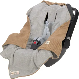 Lässig Baby Strickdecke für Autositz Autositzdecke Einschlagdecke Babyschale 100% Bio-Baumwolle GOTS sand