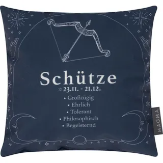Magma Heimtex Dekokissen Sternzeichen Minikissen 25x25 Eigenschaften Geschenk Tierkreiszeichen, beidseitig bedruckt, Sternzeichen, Tierkreiszeichen, Eigenschaften blau