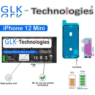 GLK-Technologies GLK für iPhone 12 Mini A2176 Akku inkl. 2X Klebebandsätze Handy-Akku
