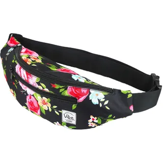 Vibe Bauchtasche Gürteltasche für Damen, Herren & Kinder (Retro Floral Blumen) - Fanny Pack Tasche, Hüfttasche, Handytasche für Festival, Party, Rave, Sport, Outdoor, Fitness, Fahrrad, Joggen - Einheitsgröße