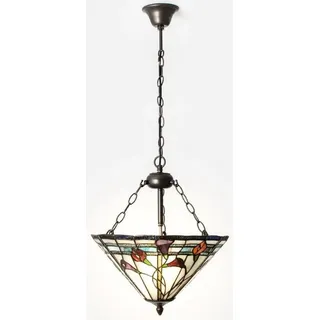 Casa Padrino Luxus Tiffany Hängeleuchte Mehrfarbig Ø 40 cm - Art Deco Tiffany Hängelampe - Wohnzimmer Hängeleuchte - Deko Hängeleuchte - Luxus Tiffany Leuchten - Art Deco Leuchten