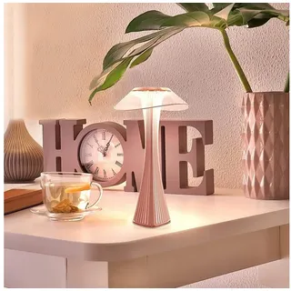 ZMH Nachttischlampe Akku,kabellose LED-Tischleuchte mit Touch-Dimmer, 3 Helligkeitsstufen, LED fest integriert, USB-aufladbar, dekorative Nachtleuchte für Schlafzimmer und Wohnzimmer rosa
