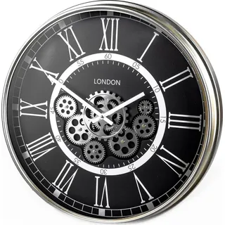 Wanduhr Ø 54 cm Schwarz mit beweglichen Zahnrädern formano - Schwarz