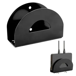 Router Halterung Wand, Router Regal Verstellbar, Metall Wandregal für TV Zubehör, Wandmontiertes, Universelle Wandhalterung für Router/TV-Box/Receiver/Steckdosen, Schwarz