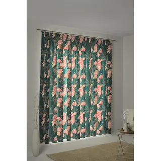 ADAM Audio Vorhang ADAM "Eden" Gr. 3, bunt (dunkelgrün, rosa), B:145cm H:225cm, Jacquard, Baumwolle (Bio-Baumwolle), Gardinen, aus 100% Bio-Baumwolle