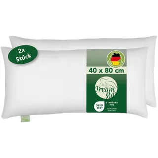 2er Set Eco Microfaser Kopfkissen | 40 x 80 cm | DREAMSTAR Eco | Allergiker geeignet - Weiß