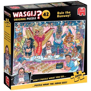 JUMBO Spiele Jumbo 1110100584 - Wasgij Original 42, Rule the Runway!, Glanz und Glitter, Comic-Puzzle, 1000 Teile