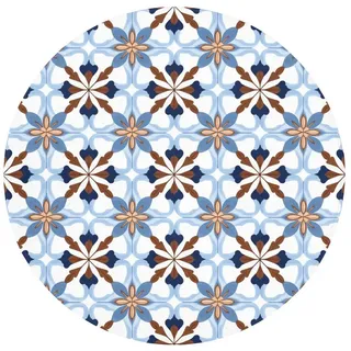 OnlyWow Badematte Ornament - Fliese - Bunt, Höhe 10 mm, Polyester, Rund, Badezimmerteppich, Badteppich, Rutschfest, Badvorleger, Waschbar bunt Rund | 70 cm x 70 cm x 10 mm