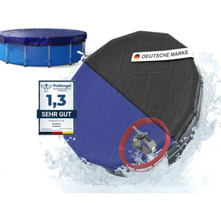 Planenfux® Poolabdeckung rund 400 cm (Für Ø 366-400 cm Becken) | 2-in-1 Poolplane aus 200g/m2 PE Material | UV-resistente Sommer & Winterabdeckung | Solar Pool Abdeckplane | Ø460cm Rundpool Abdeckung