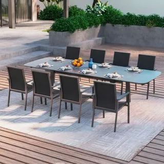 MWH Verona/Anderno Gartenmöbel-Set 9tlg. - Iron Grey