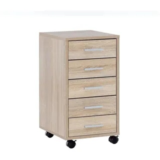 tinkaro Rollcontainer BEATA Holz Schubladencontainer Braun Sonoma braun